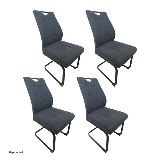 Modernes 4er Set dunkelgraue Schwingstühle für Esszimmer und Küche 
