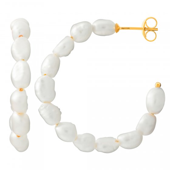 Creole 925 Silber vergoldet Perlen 