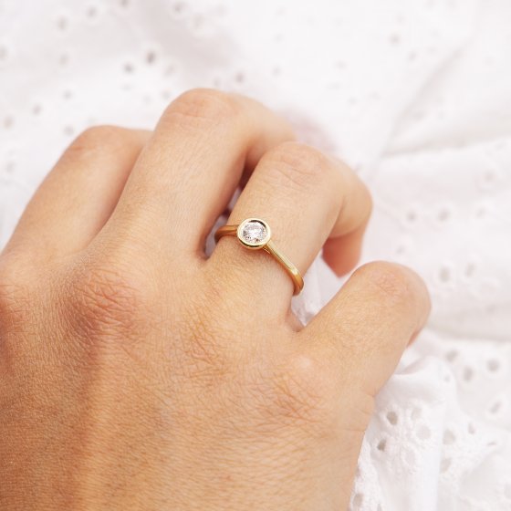 Ring 585 Gelbgold mit im Labor gezüchteten Diamanten 