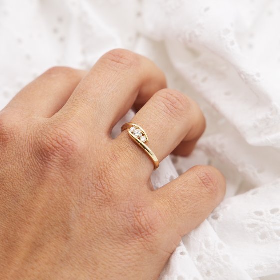 Ring 585 Gelbgold mit im Labor gezüchteten Diamanten 