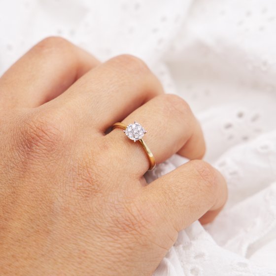 Ring 585 Gelbgold mit im Labor gezüchtetem Diamanten 