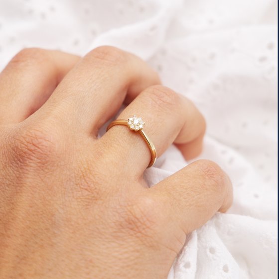 Ring 585 Gelbgold mit im Labor gezüchteten Diamanten 