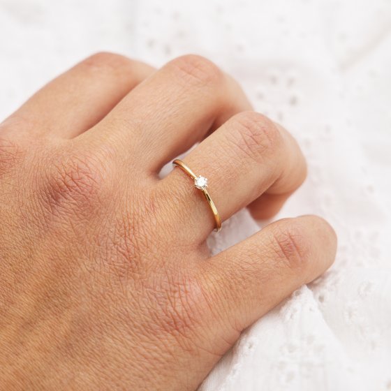Ring 585 Gelbgold mit im Labor gezüchtetem Diamanten 
