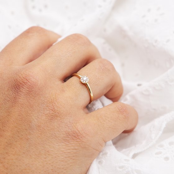 Ring 585 Gelbgold mit im Labor gezüchteten Diamanten 