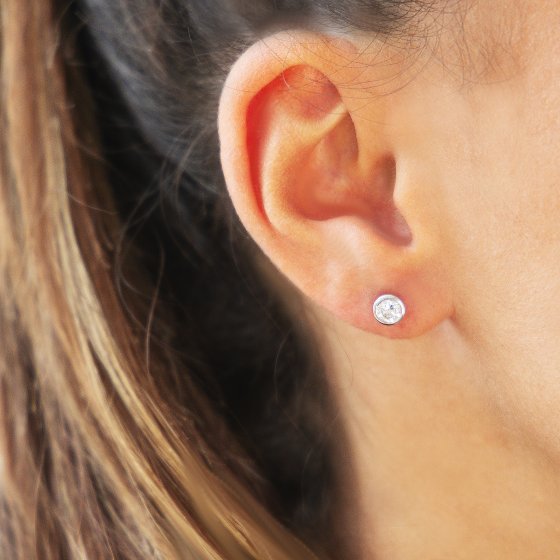 Ohrring 585 Weißgold mit im Labor gezüchteten Diamanten 