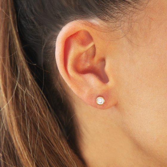 Ohrring 585 Gelbgold mit im Labor gezüchteten Diamanten 