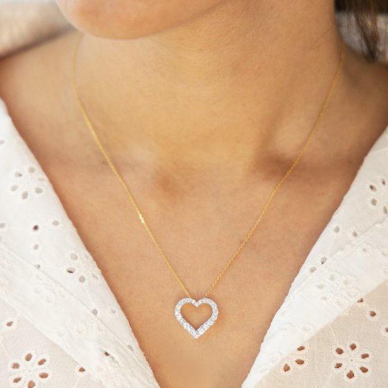 Halskette 585 Gelbgold mit 22 im Labor gezüchteten Diamanten 