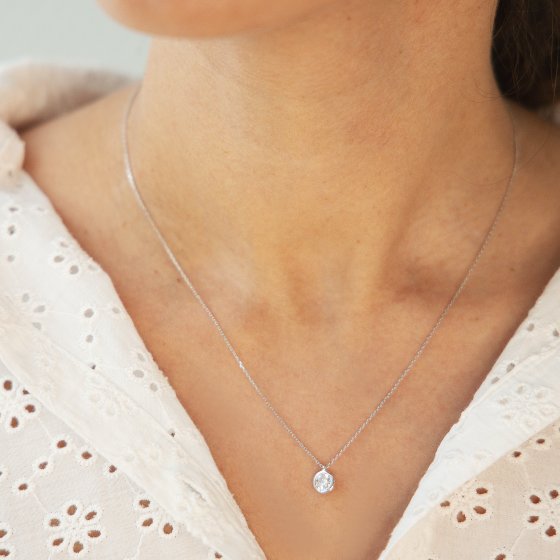 Halskette 585 Weißgold mit im Labor gezüchtetem Diamanten 