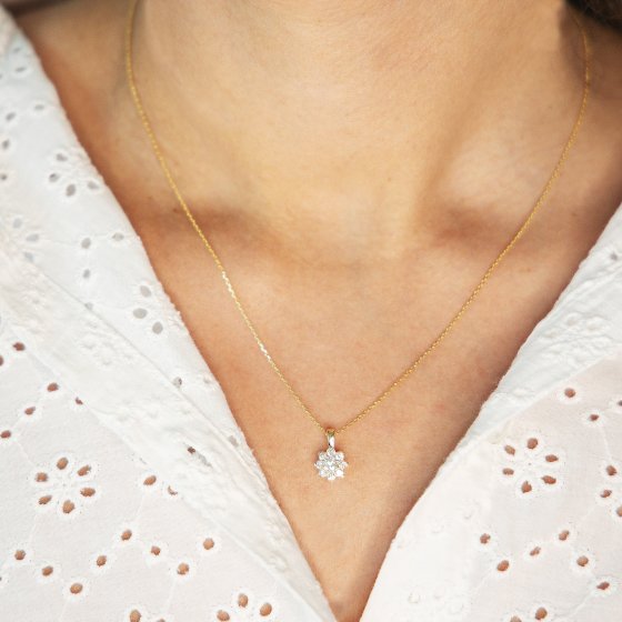 Halskette 585 Gelbgold mit im Labor gezüchteten Diamanten 