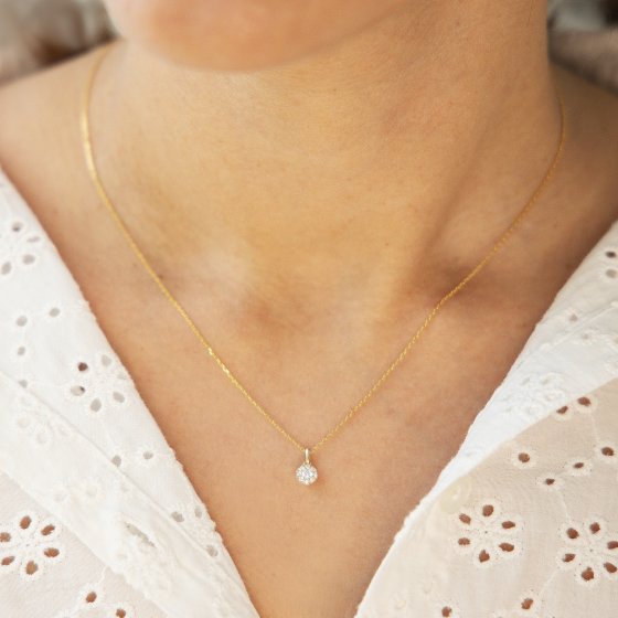 Halskette 585 Gelbgold mit im Labor gezüchteten Diamanten 