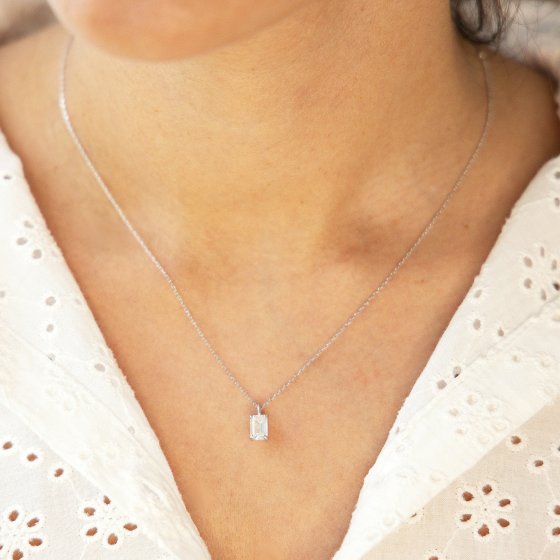 Halskette 585 Weißgold im Labor gezüchteten Diamanten 