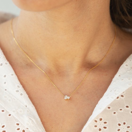 Halskette 585 Gelbgold mit im Labor gezüchteten Diamanten 