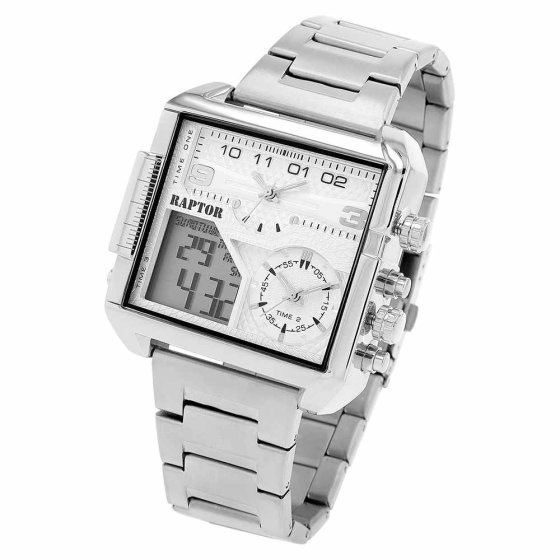Analog-Digital-Uhr Silber