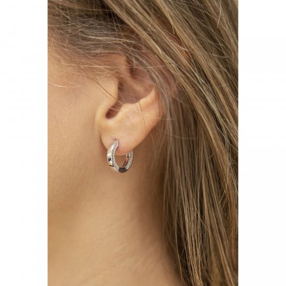 Ohrringe Silber 925 rhodiniert mit 88 weißen Zirkonia-Steinen 