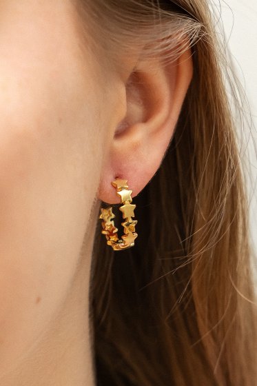 Creole 925 Sterling Silber vergoldet Sterne 