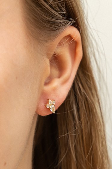 Ohrstecker 925 Sterling Silber gelb vergoldet Zirkonia 