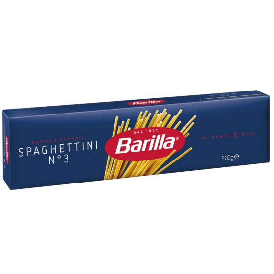 Barilla Spaghettini Nummer 3 Hartweizen Pasta 500g 8er Pack