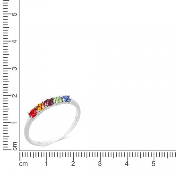 Ring Silber 925 rhodiniert mit bunten Kristallen 