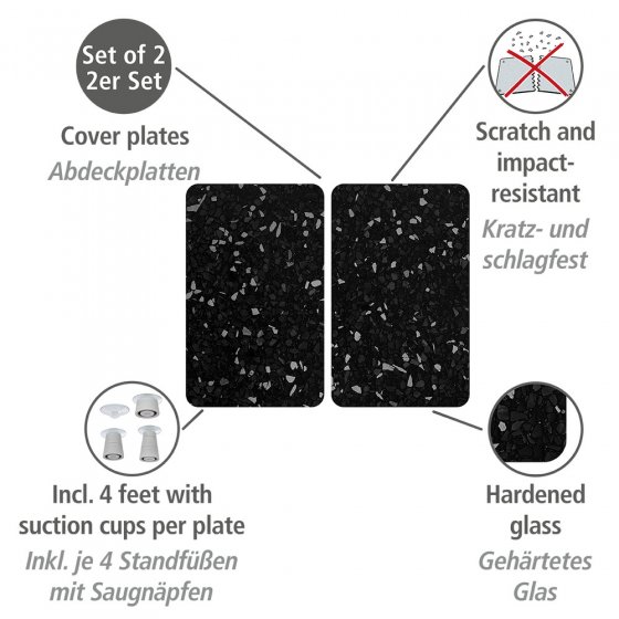 Herdabdeckplatten Universal Terrazzo 2er Set, für alle Herdarten