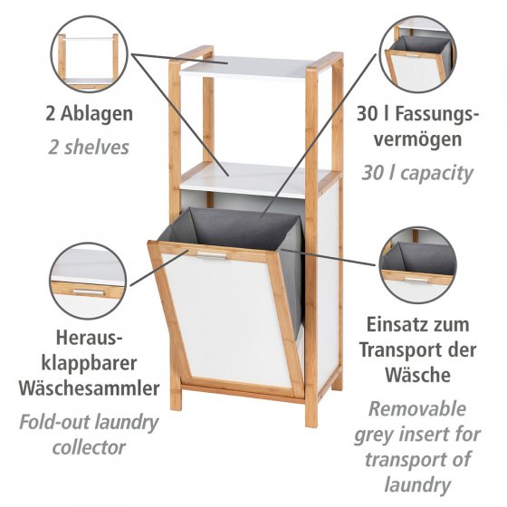 Regal Mod. Finja aus Bambus mit Wäschebox, aus Bambus