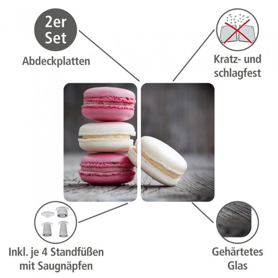 Herdabdeckplatte Universal Macarons 2er Set, für alle Herdarten