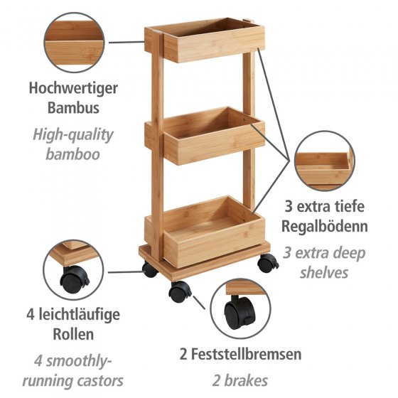 Regal Mod. Tortona aus Bambus, 3 Ablagen 