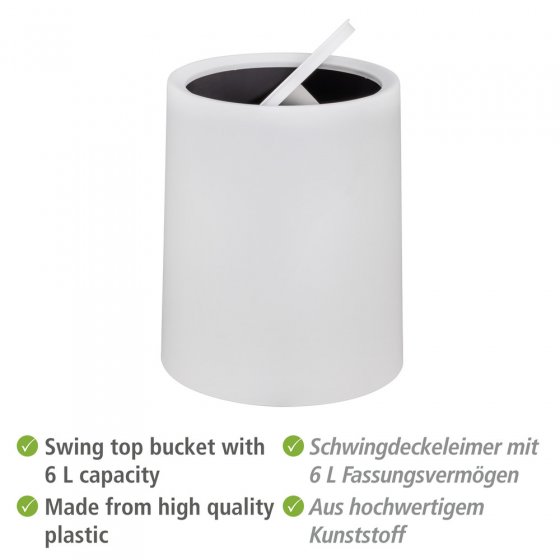 Schwingdeckeleimer Mod. Atri Weiß, Fassungsvermögen: 6 Liter