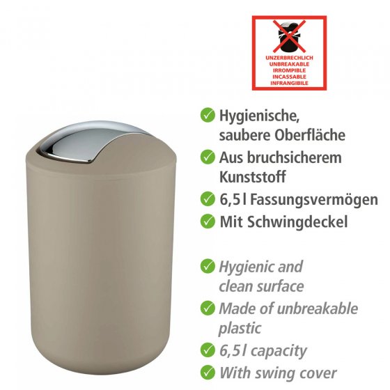 Schwingdeckeleimer Mod. Brasil Taupe L, 6,5 Liter