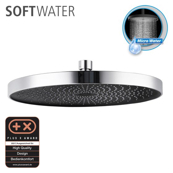 Duschkopf Mod. Softwater Chrom/Schwarz, Ø 26 cm 