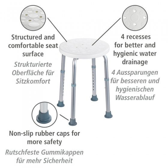 Duschhocker Mod. Secura höhenverstellbar, 120 kg Tragkraft