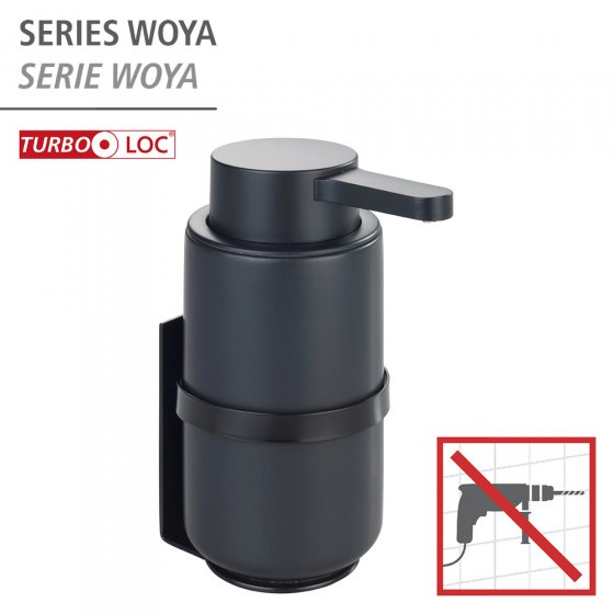 Wand Seifenspender Mod. Woya, Schwarz, Keramik-Seifenspender, 250 ml