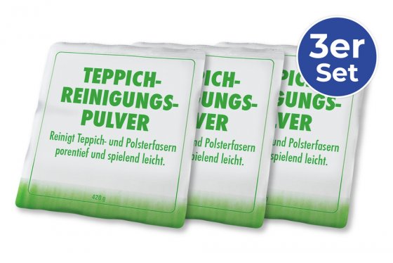 Teppich-Reinigungspulver 3er Set, staubarm und schnelltrocknend 