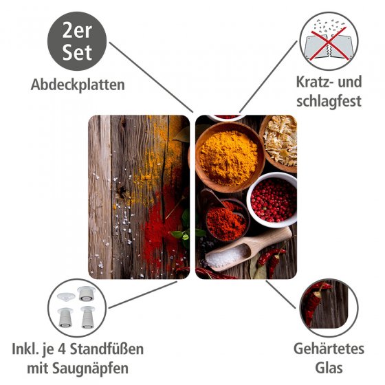 Herdabdeckplatte Universal Gewürze 2er Set, für alle Herdarten