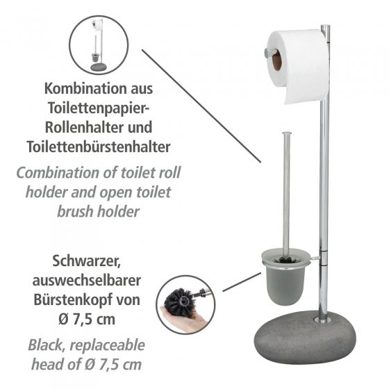 Stand WC-Garnitur Mod. Pebble Stone Grey, aus Polyresin