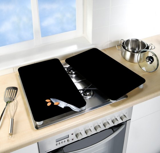 Herdabdeckplatten Universal Schwarz 2er Set, für alle Herdarten
