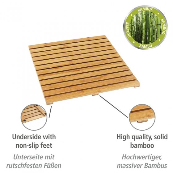 Baderost Mod. Indoor & Outdoor Bambus, 50 x 50 cm, mit rutschhemmender Unterseite 
