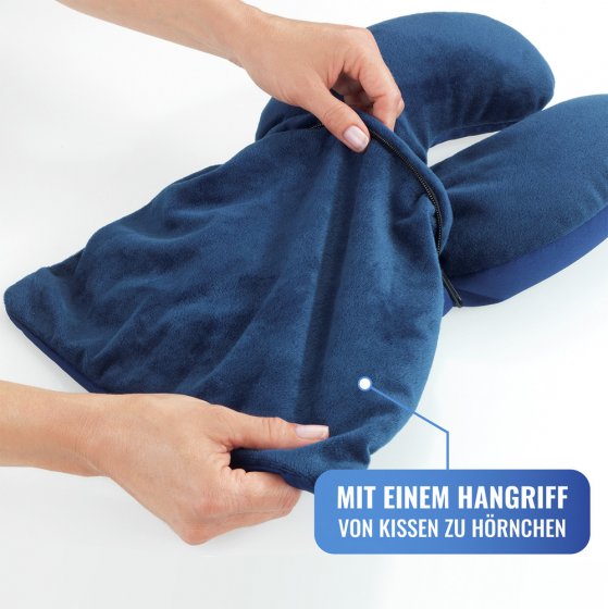 Reisekissen mit Nackenstütze, komfortables 2-in-1 Reise-Kopfkissen mit stützendem Nackenhörnchen 