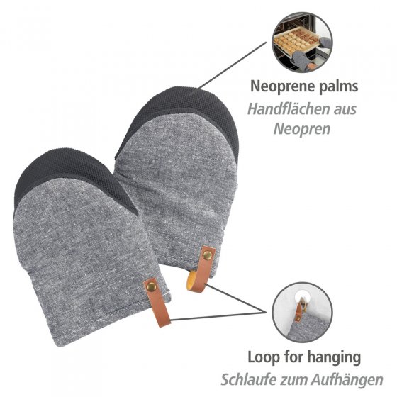 Topfhandschuhe Mod. Ada Mini Grau, Handflächen aus Neopren
