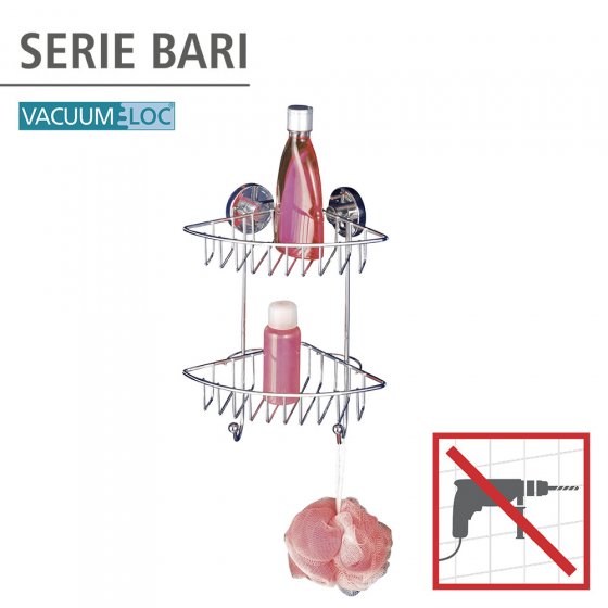 Vacuum-Loc® Eckregal Mod. Bari 2 Etagen, Befestigen ohne bohren 
