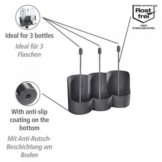 Flaschenhalter Mod. Filia, zum schnellen Trocknen für bis zu 3 Flaschen