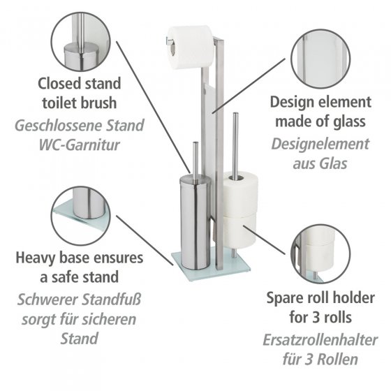 Geschlossene WC-Garnitur Mod. Rivalta Edelstahl, mit Toilettenpapier- und Ersatzrollenhalter