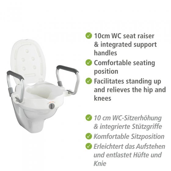 WC-Sitz Erhöhung mit Stützgriffen Mod. Secura, mit Easy-Close Absenkautomatik