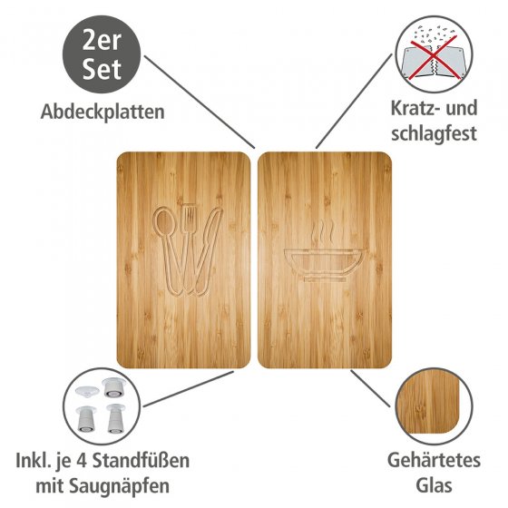 Herdabdeckplatte Universal Lunch 2er Set, für alle Herdarten