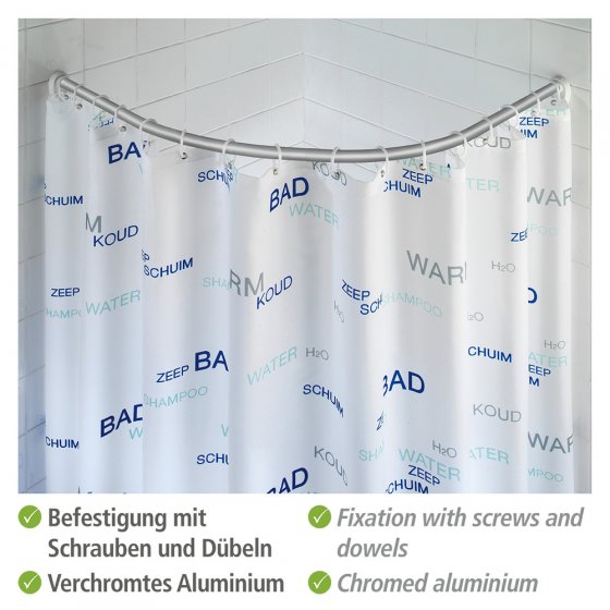 Rundduschstange Chrom, 80 x 80 / 90 x 90 cm 