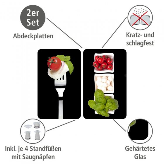 Herdabdeckplatte Universal Caprese 2er Set, für alle Herdarten