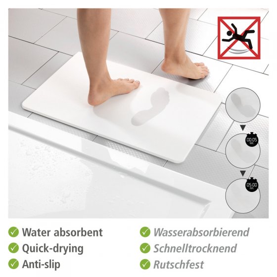 Badematte Mod. Simi Weiß, Badvorleger, Badmatte