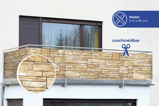 Sichtschutz Mauer 5m, für Balkon und Terrasse 