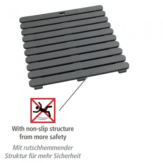 Duschmatte Mod. Indoor & Outdoor Grau 55 x 55 cm, mit rutschhemmender Struktur 
