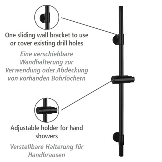 Duschstange Mod. Basic Schwarz, 66 cm 