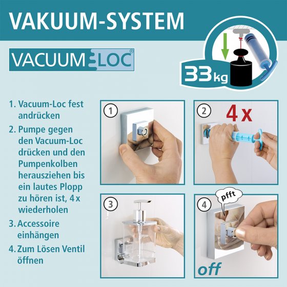 Vacuum-Loc® WC-Garnitur Mod. Quadro Edelstahl, Befestigen ohne bohren